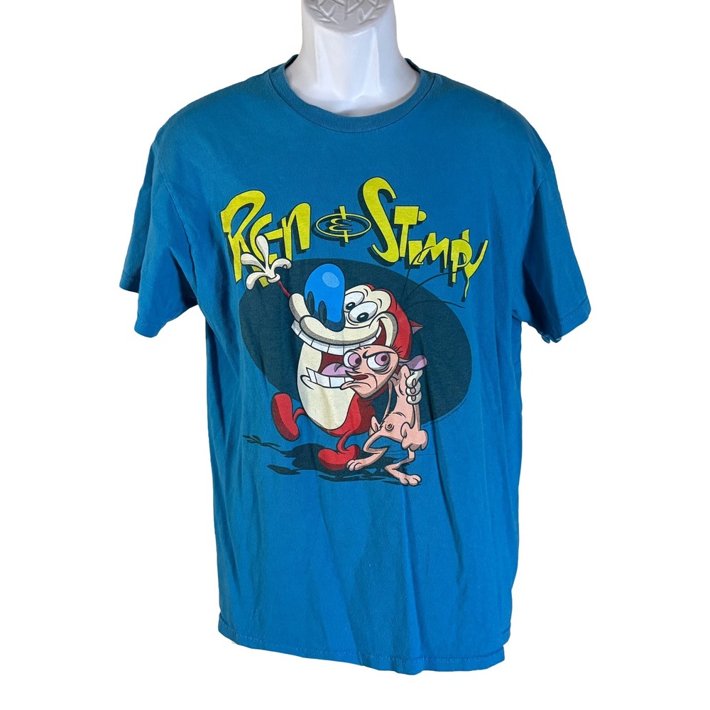 Delta Ren & Stimpy T-Shirt Kids Large Blue Nickelodeon Graphic Tee